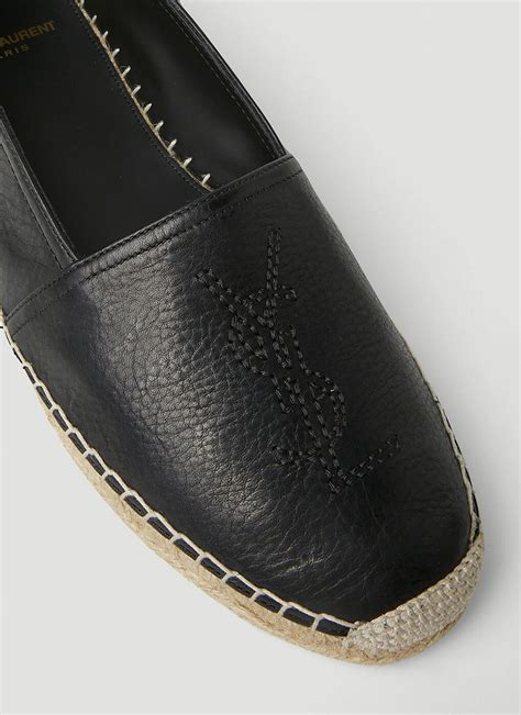 saint laurent ysl monogramme espadrilles leather black|Saint Laurent.